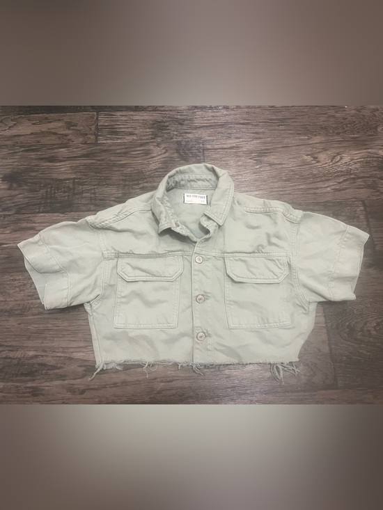 We The Free Jackets & Blazers - We The Free Light Sage Green Cropped Jean  Jacket
